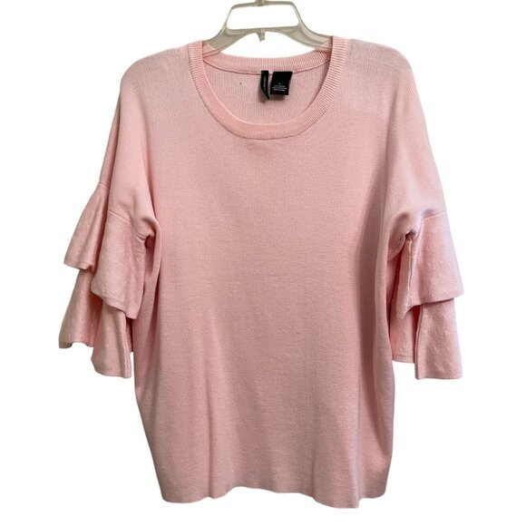 Women's New Directions Pink Short Flutter Sleeve Sweater - Picture 2 of 11